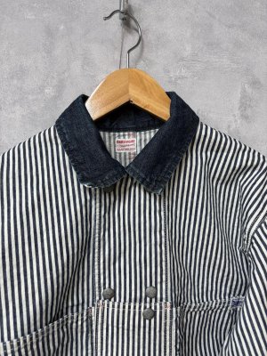 画像2: 2026春夏 　DENIMDUNGAREE　ヒッコリー カバーオール　　4；紺　　 (2)