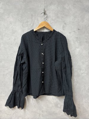 画像1: 2026春夏　GTH　ドット ローン ムード ブラウス　2；黒 (1)