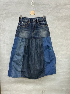 画像1: 2026春夏 　DENIMDUNGAREE　　12ozHOME MADEデニム リメイク SK　4；紺　サイズ；01 (1)