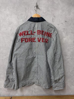 画像4: 2026春夏 　DENIMDUNGAREE　ヒッコリー カバーオール　　4；紺　　 (4)