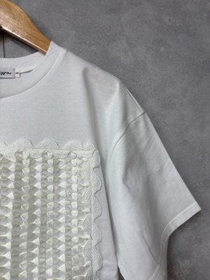 画像2: 2026春夏 フランキーグロウ　SQUARE RIBBON ORGANDY TEE 　カラー；WHITE　　(おとなサイズ) (2)
