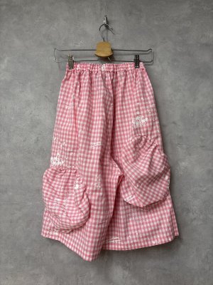 画像3: 2026春夏 フランキーグロウ　HAND-DRAWN Pt.BEAR FEELS SOLID HALF PANTS　カラー；GINGHAM CHECK-PINK　(おとなサイズ) (3)
