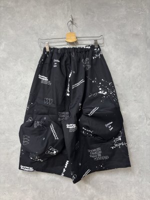 画像3: 2026春夏 フランキーグロウ　HAND-DRAWN Pt.BEAR FEELS SOLID HALF PANTS　カラー；BLACK　(おとなサイズ) (3)