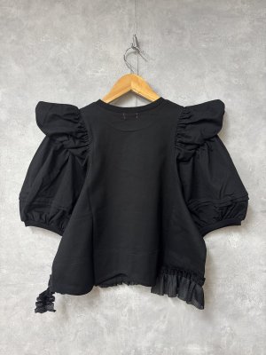 画像4: 2026春夏 フランキーグロウ　WING SHOULDER FRILL TEE  　カラー；BLACK　　(おとなサイズ) (4)