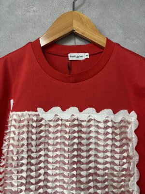 画像2: 2026春夏 フランキーグロウ　SQUARE RIBBON ORGANDY TEE 　カラー；REＤ　　(おとなサイズ) (2)