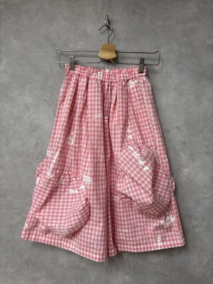 画像1: 2026春夏 フランキーグロウ　HAND-DRAWN Pt.BEAR FEELS SOLID HALF PANTS　カラー；GINGHAM CHECK-PINK　(おとなサイズ) (1)