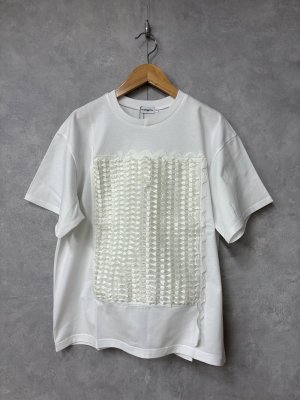画像1: 2026春夏 フランキーグロウ　SQUARE RIBBON ORGANDY TEE 　カラー；WHITE　　(おとなサイズ) (1)