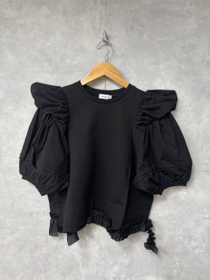 画像1: 2026春夏 フランキーグロウ　WING SHOULDER FRILL TEE  　カラー；BLACK　　(おとなサイズ) (1)