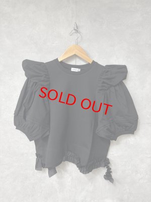 画像1: 2026春夏 フランキーグロウ　WING SHOULDER FRILL TEE  　カラー；BLACK　　(おとなサイズ) (1)