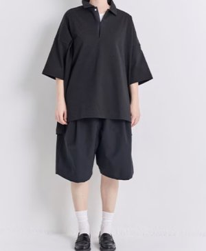 画像4: Veritecoeur 　ユニセックスプレーティング天竺 POLO/C S/S　　　BLACK (4)