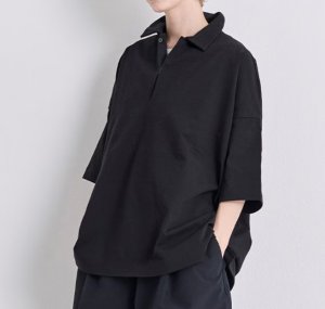 画像3: Veritecoeur 　ユニセックスプレーティング天竺 POLO/C S/S　　　BLACK (3)