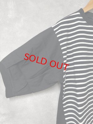 画像2: ヴァンブラン vent blanc　　10/-先染天竺*リネン/コットンコンビプルオーバー　　BK/OW　　サイズ；F　 (2)