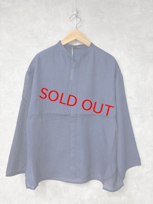 画像1: ヴァンブラン vent blanc　　コットンローンピンタックシャツブラウス　INDIGO　サイズ；F　 (1)