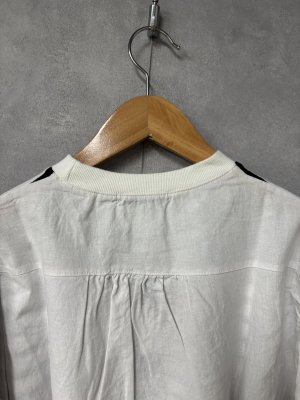 画像5: ヴァンブラン vent blanc　　10/-先染天竺*リネン/コットンコンビプルオーバー　　OW/BK　　サイズ；F　 (5)