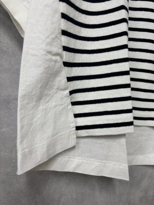 画像2: ヴァンブラン vent blanc　　10/-先染天竺*リネン/コットンコンビプルオーバー　　OW/BK　　サイズ；F　 (2)