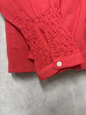 画像5: douxbleu　ハンドスモッキング刺繍シャツ　40；レッド　サイズ；FREE (5)