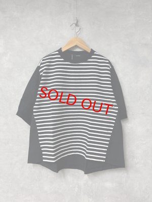 画像1: ヴァンブラン vent blanc　　10/-先染天竺*リネン/コットンコンビプルオーバー　　BK/OW　　サイズ；F　 (1)