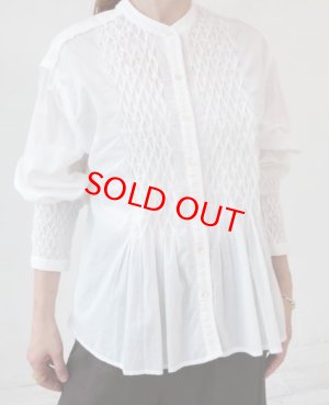 画像6: douxbleu　ハンドスモッキング刺繍シャツ　01；ホワイト　サイズ；FREE (6)