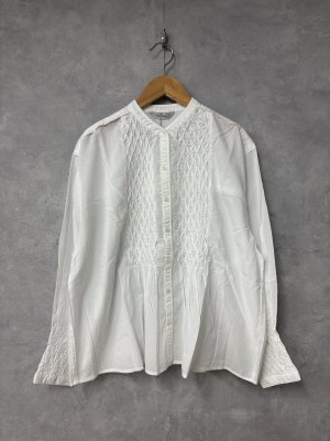 画像1: douxbleu　ハンドスモッキング刺繍シャツ　01；ホワイト　サイズ；FREE (1)