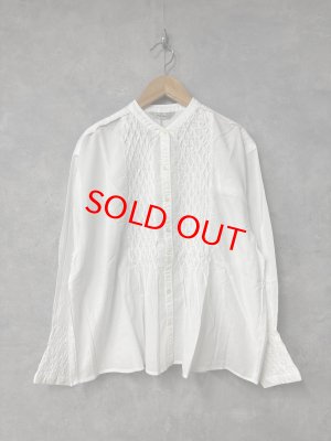 画像1: douxbleu　ハンドスモッキング刺繍シャツ　01；ホワイト　サイズ；FREE (1)
