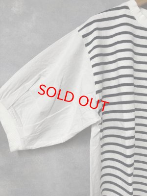 画像3: ヴァンブラン vent blanc　　10/-先染天竺*リネン/コットンコンビプルオーバー　　OFW/BK　　サイズ；F　 (3)