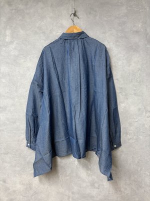 画像4: grin　Iデニムボイル三角フリルシャツ　　050；ブルー　　サイズ；2 (4)