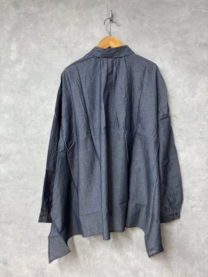 画像3: grin　Iデニムボイル三角フリルシャツ　　090；ネイビー　　サイズ；2 (3)