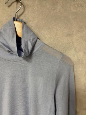 画像2: grin　シアーコットンシルクハイカラープルオーバー　　410；ブルー　サイズ；2 (2)