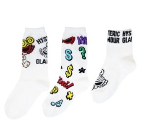 画像1: Hystericmini　 POP SIGN 3Pソックス　　00；ホワイト (1)