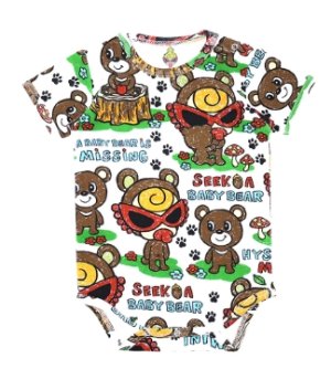 画像4: MY FIRST HYSTERIC　　SEEK A BABY BEAR総柄 半袖ロンパース　04；ホワイト (4)