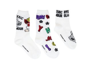 画像2: Hystericmini　 POP SIGN 3Pソックス　　00；ホワイト (2)