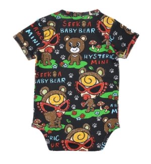 画像4: MY FIRST HYSTERIC　　SEEK A BABY BEAR総柄 半袖ロンパース　14；ブラック系 (4)