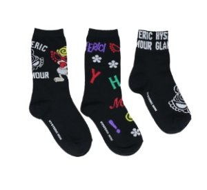 画像2: Hystericmini　 POP SIGN 3P　ソックス　　　10；ブラック (2)