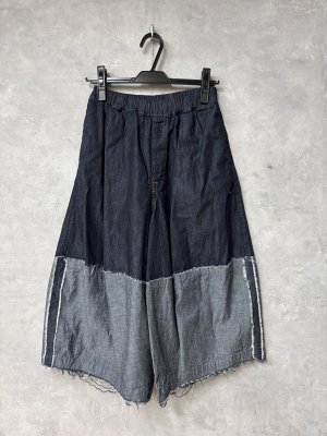 画像1: gomme 　デニムワイドパンツ　　2；インディゴ　　サイズ；M (1)