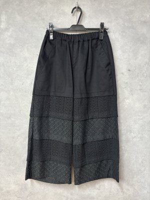 画像1: gomme 　ボーダーレースパンツ　　2；黒　　サイズ；M (1)