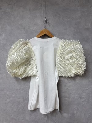 画像3: 2026春夏 フランキーグロウ　　RIBBON ORGANDY BUBBLE SLV TEE 　　(おとなサイズ)　 WHITE-IVORY (3)
