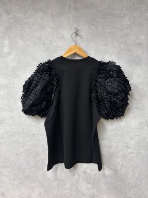 画像3: 2026春夏 フランキーグロウ　　RIBBON ORGANDY BUBBLE SLV TEE 　　(おとなサイズ)　BLACK-BLACK  (3)