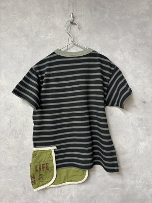 画像3: 2026春夏 　DENIMDUNGAREE　　ボーダーテンジク エプロンツキ TEE　　17；チャコール (3)