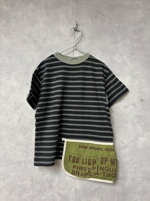 画像1: 2026春夏 　DENIMDUNGAREE　　ボーダーテンジク エプロンツキ TEE　　17；チャコール (1)
