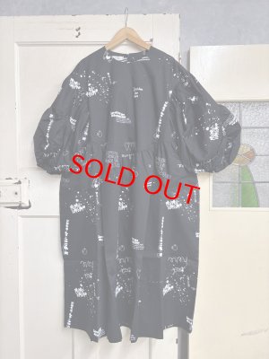 画像1: 30%off 2026春夏 フランキーグロウ　HAND-DRAWN Pt.BEAR FEELS SOLID DRESS　カラー；BLACK　(おとなサイズ) (1)