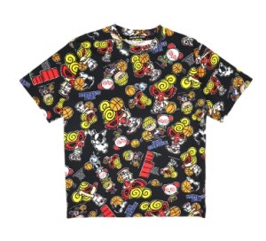 画像1: Hystericmini　　HYSTERIC MINI HOOPS総柄 半袖Tシャツ　　14；ブラック (1)