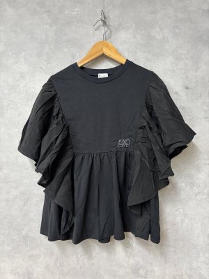 画像1: 2026春夏　 groovycolors　　テンジク バタフライスリーブ TEE　　2；黒 (1)