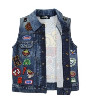 画像3: Hystericmini　　SELFISH BABY マルチPATCH Like a denim Viscotex 裏毛ベスト　45；インディゴ (3)
