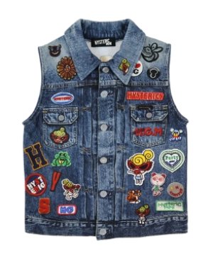 画像1: Hystericmini　　SELFISH BABY マルチPATCH Like a denim Viscotex 裏毛ベスト　45；インディゴ (1)