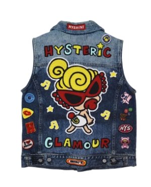画像2: Hystericmini　　SELFISH BABY マルチPATCH Like a denim Viscotex 裏毛ベスト　45；インディゴ (2)