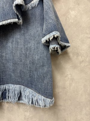 画像2: 2026春夏　GTH　　ワークデニム フリフリ ピース ブラウス　　14；ブルー　 (2)