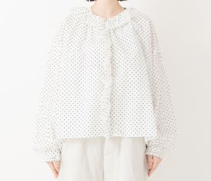 画像1: VC 　 ドットフリルブラウス      WHITE DOT        サイズ：F (1)