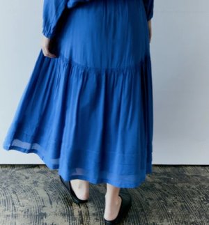 画像4: douxbleu　スシボイル タックギャザースカート　50；ブルー　　サイズ；FREE (4)