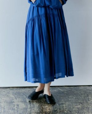 画像1: douxbleu　スシボイル タックギャザースカート　50；ブルー　　サイズ；FREE (1)