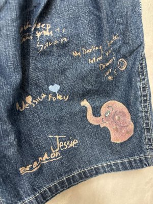 画像2: 2026春夏 　DENIMDUNGAREE　　8OZデニム ラクガキ SPN　　14；ブルー (2)